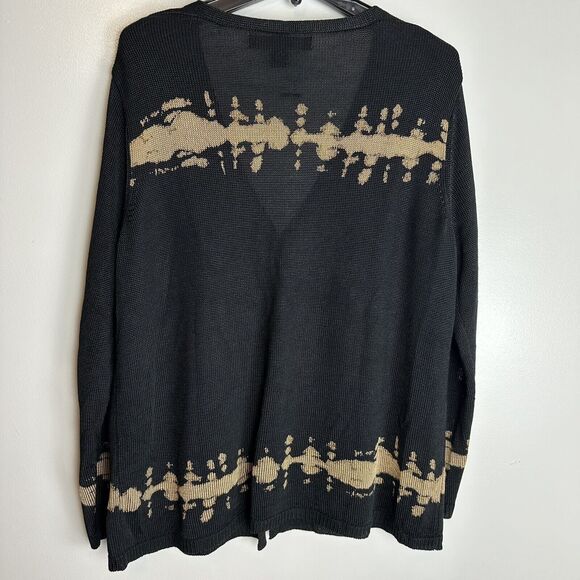 JOSEPHINE CHAUS Open-Front Cardigan 1XSilk Blend Black Beige Bronze Knit Sweater - Picture 5 of 12